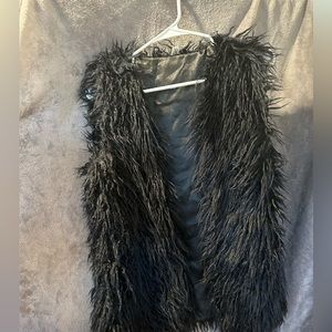 Black Shaggy Vest